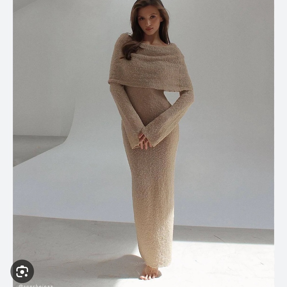 NWT Marisol Off Shoulder Boucle Maxi Dress